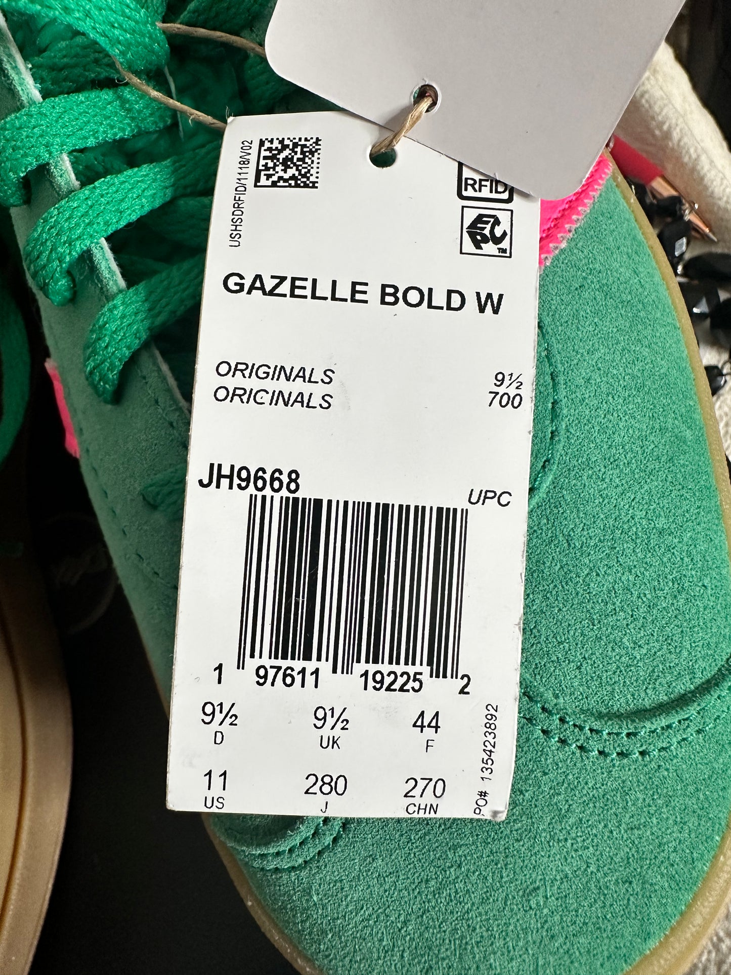 Adidas Gazelle Pink and Green Sneakers Sz 11 NWT