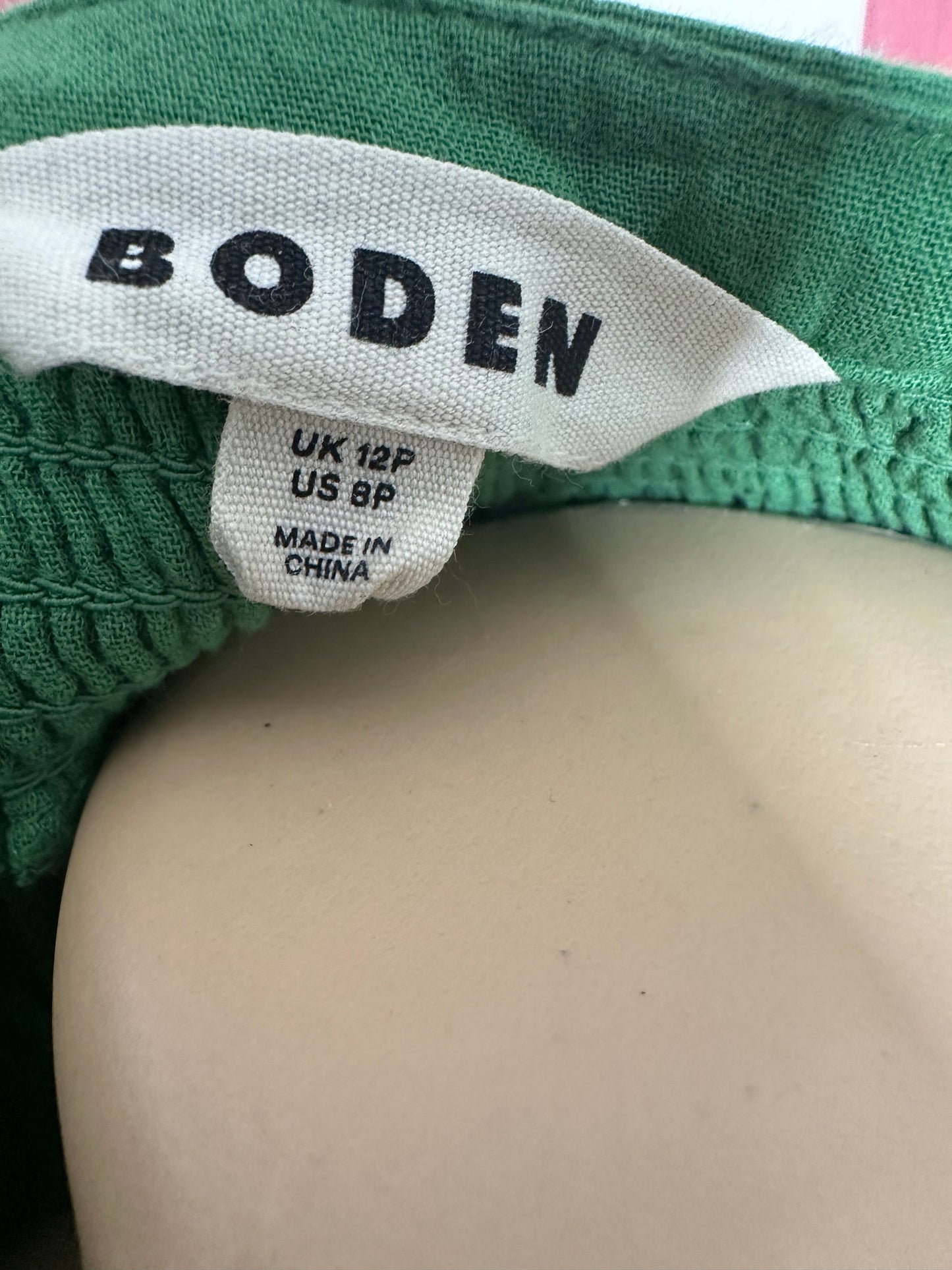 Boden green button down dress with belt sz L