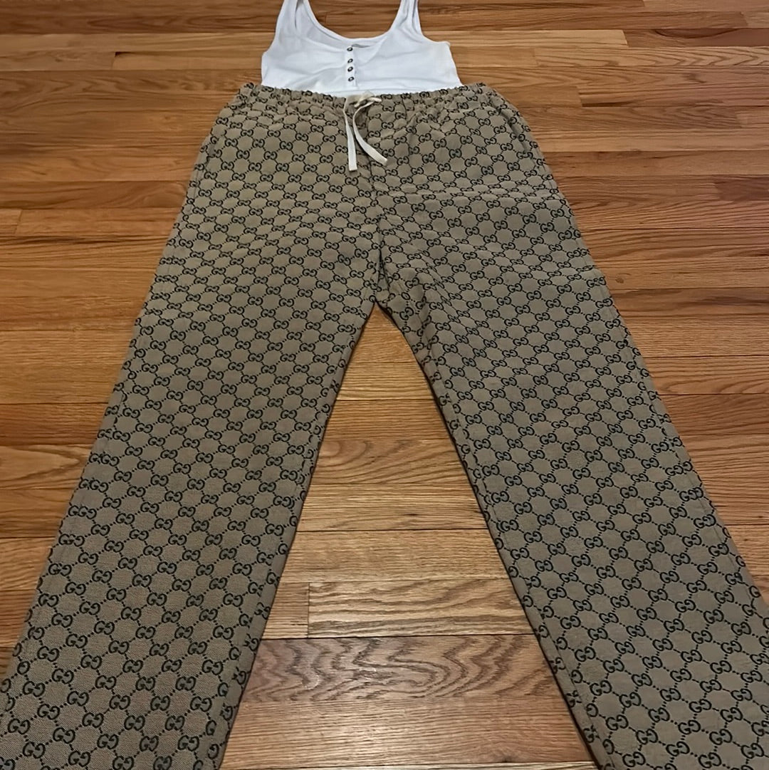 GG Canvas Pants with leather interlocking G Sz 44