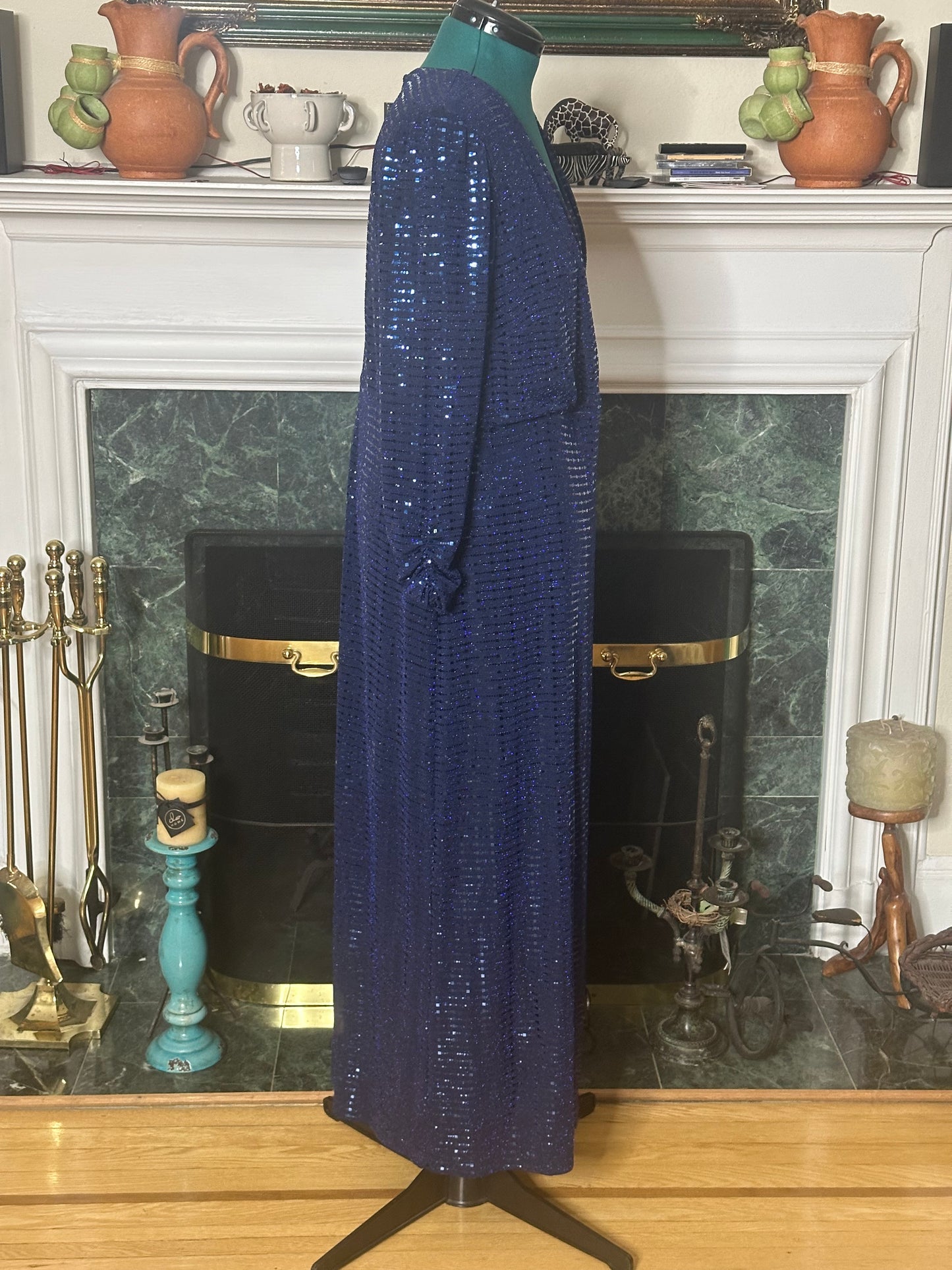 Vince Camuto Royal Blue Sequins Full Length Evening Dress sz 16W