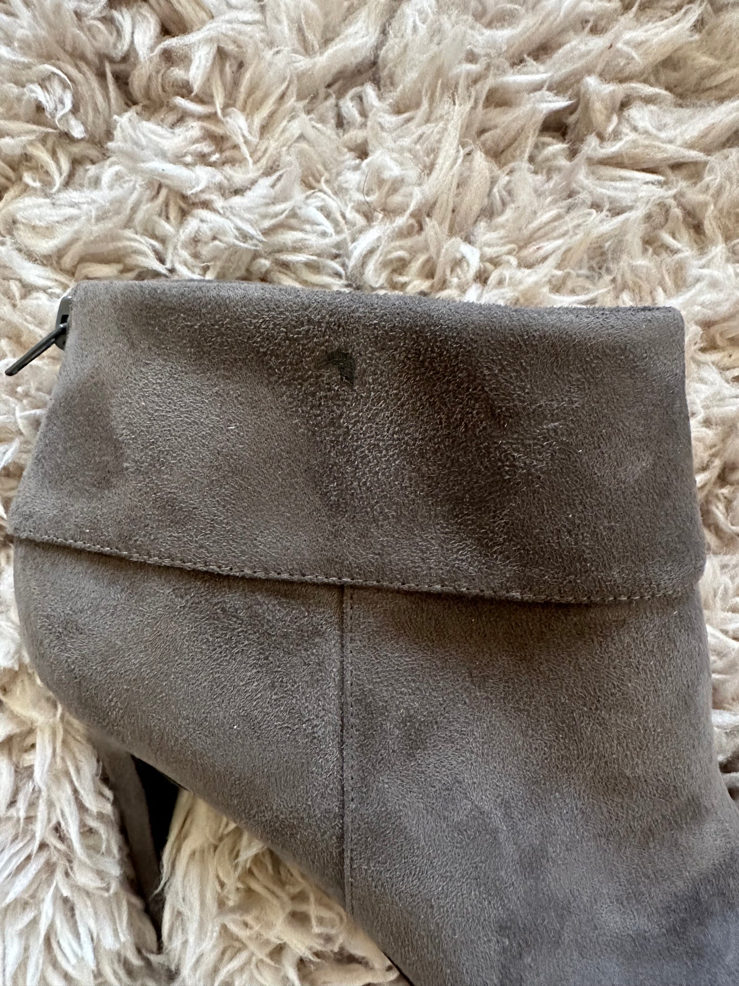 Grey suede bootie sz 11 4" heel *Disclaimer see pic