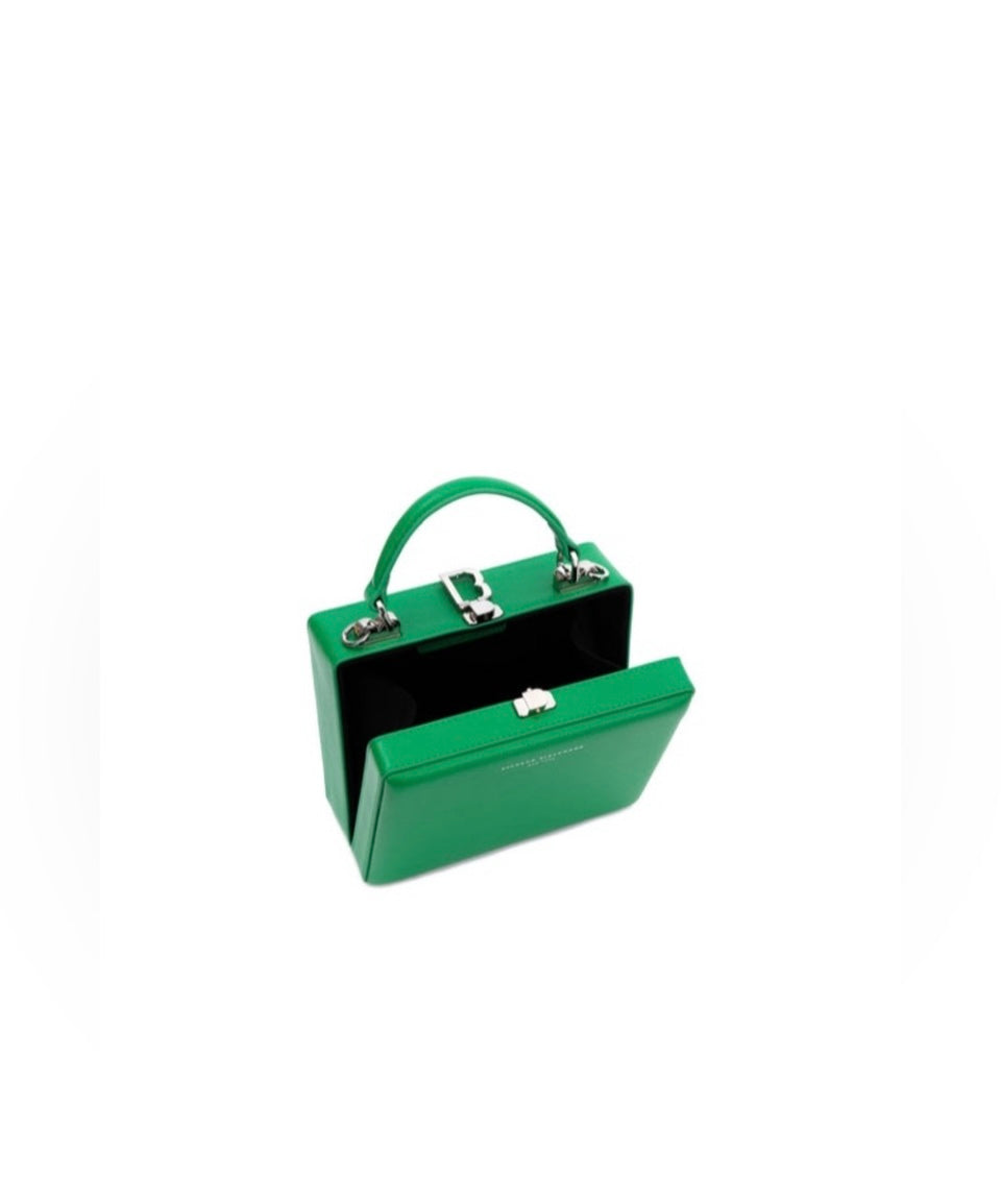 Brandon Blackwood Apple Green Leather Trunk With Silver Hardware. Worn once!