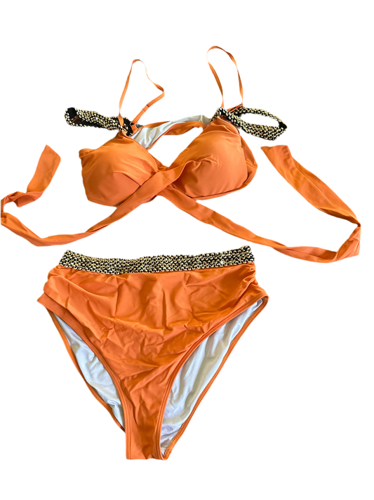 Orange 2pc bathing suit sz XL