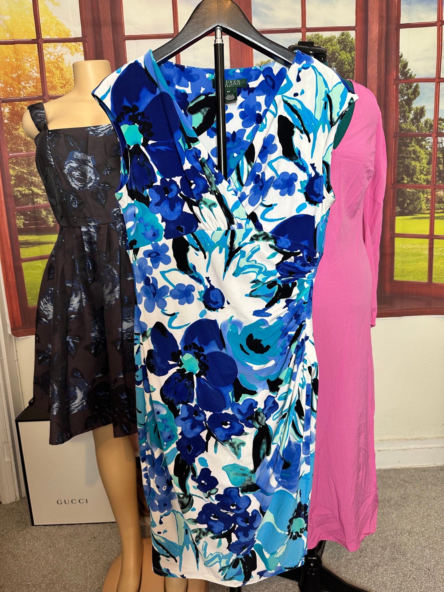 Ralph Lauren Blue Faux Wrap Dress Sz 8P