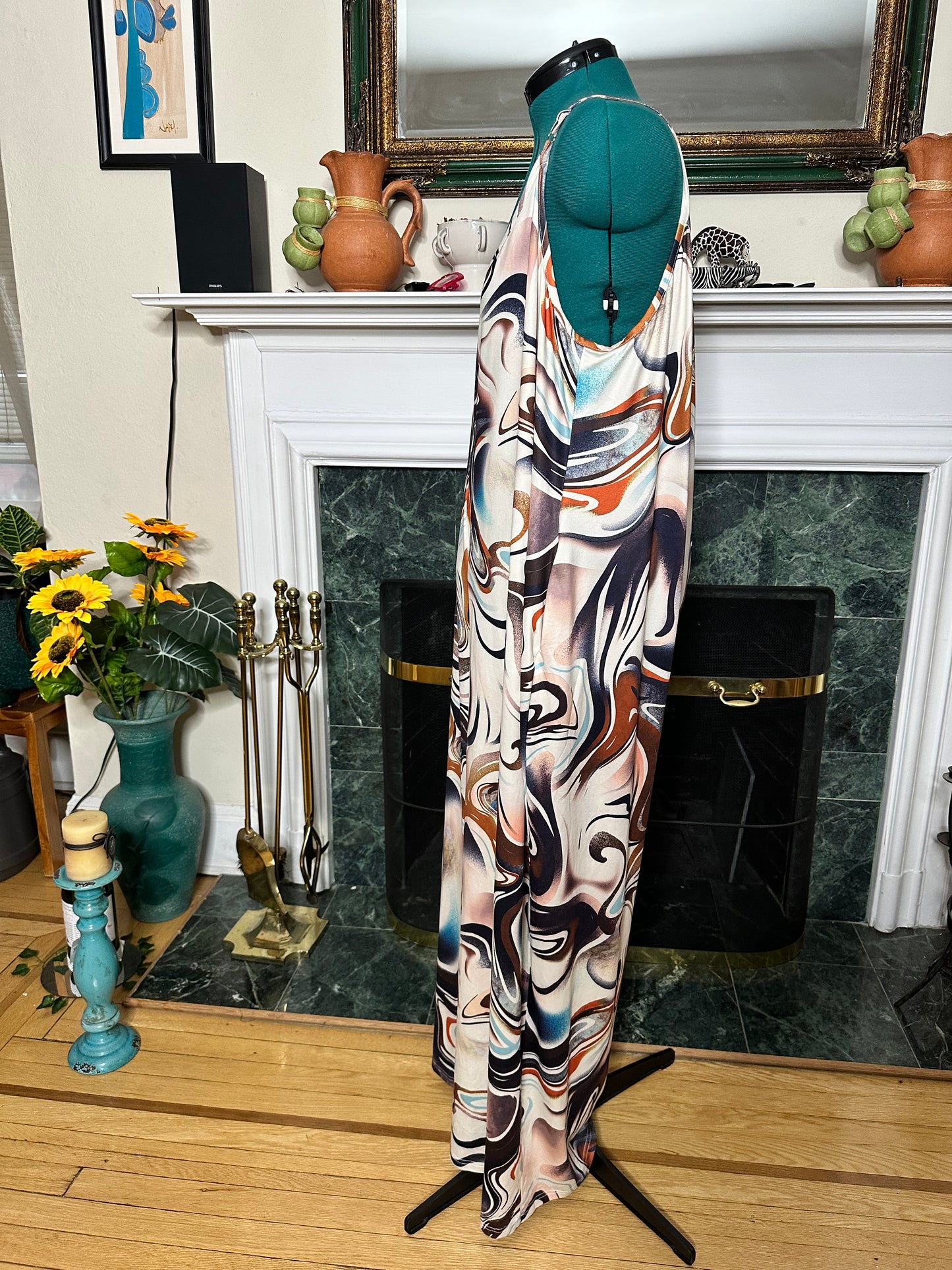 Preloved SHEIN Brown Swirl Jumpsuit sz 4X