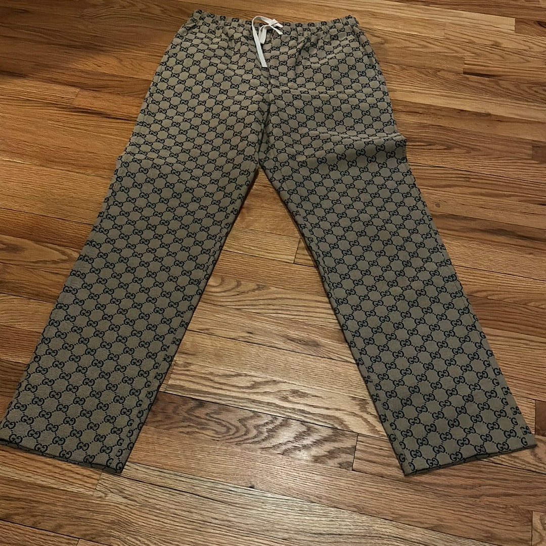 GG Canvas Pants with leather interlocking G Sz 44