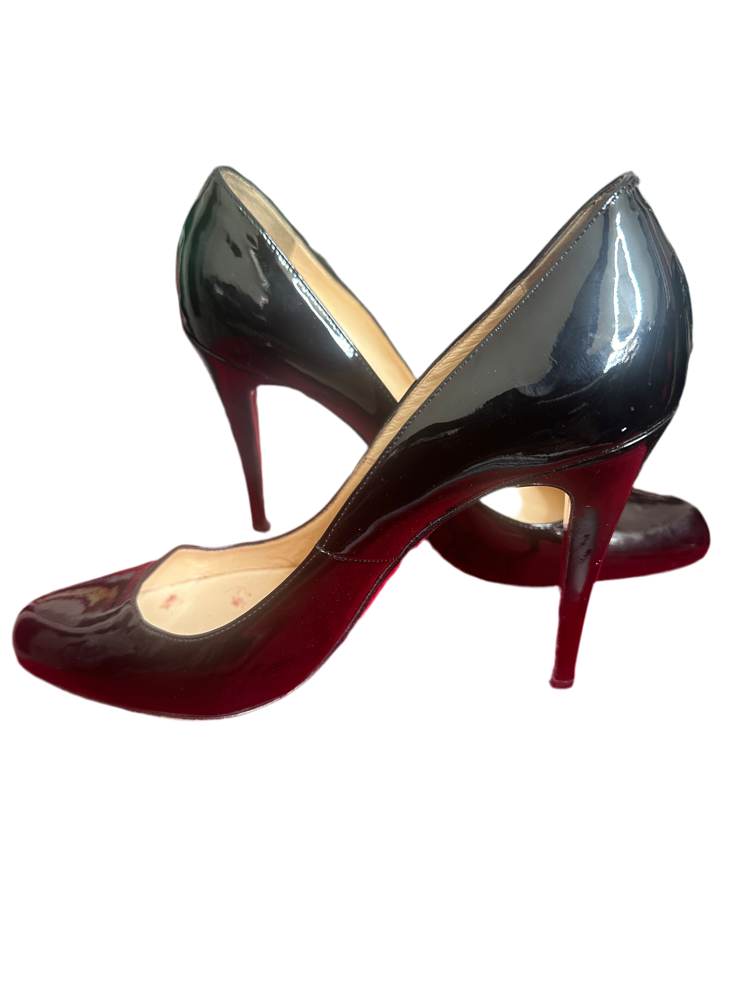 Black Patent CL round toe pumps sz 39 w/ dustbag