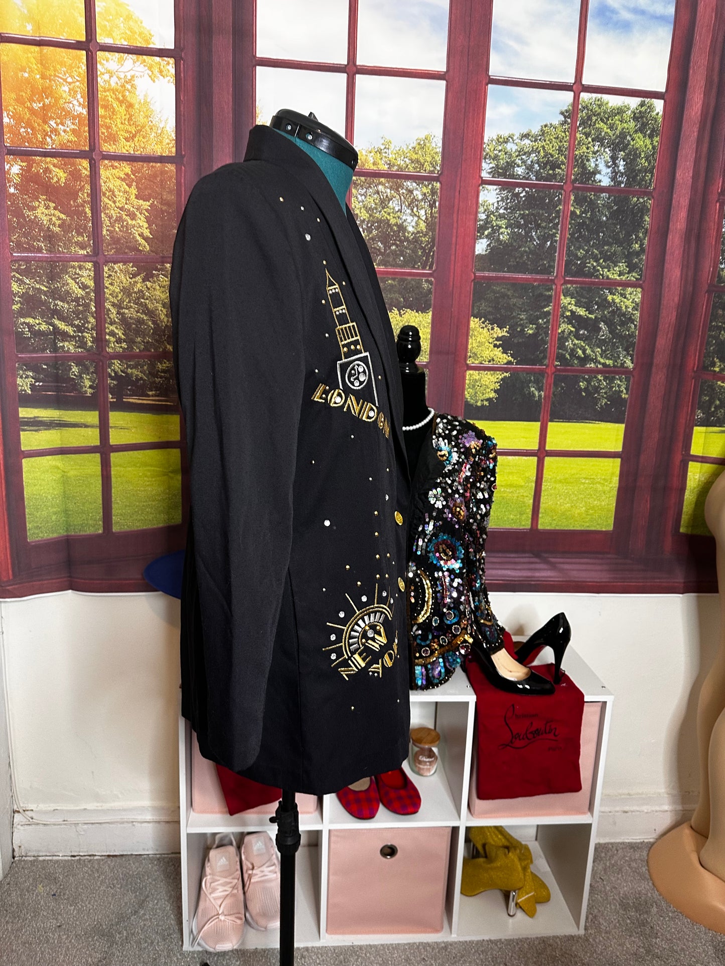 City Girl Black Studded Blazer (NY, PARIS, LONDON) sz 14