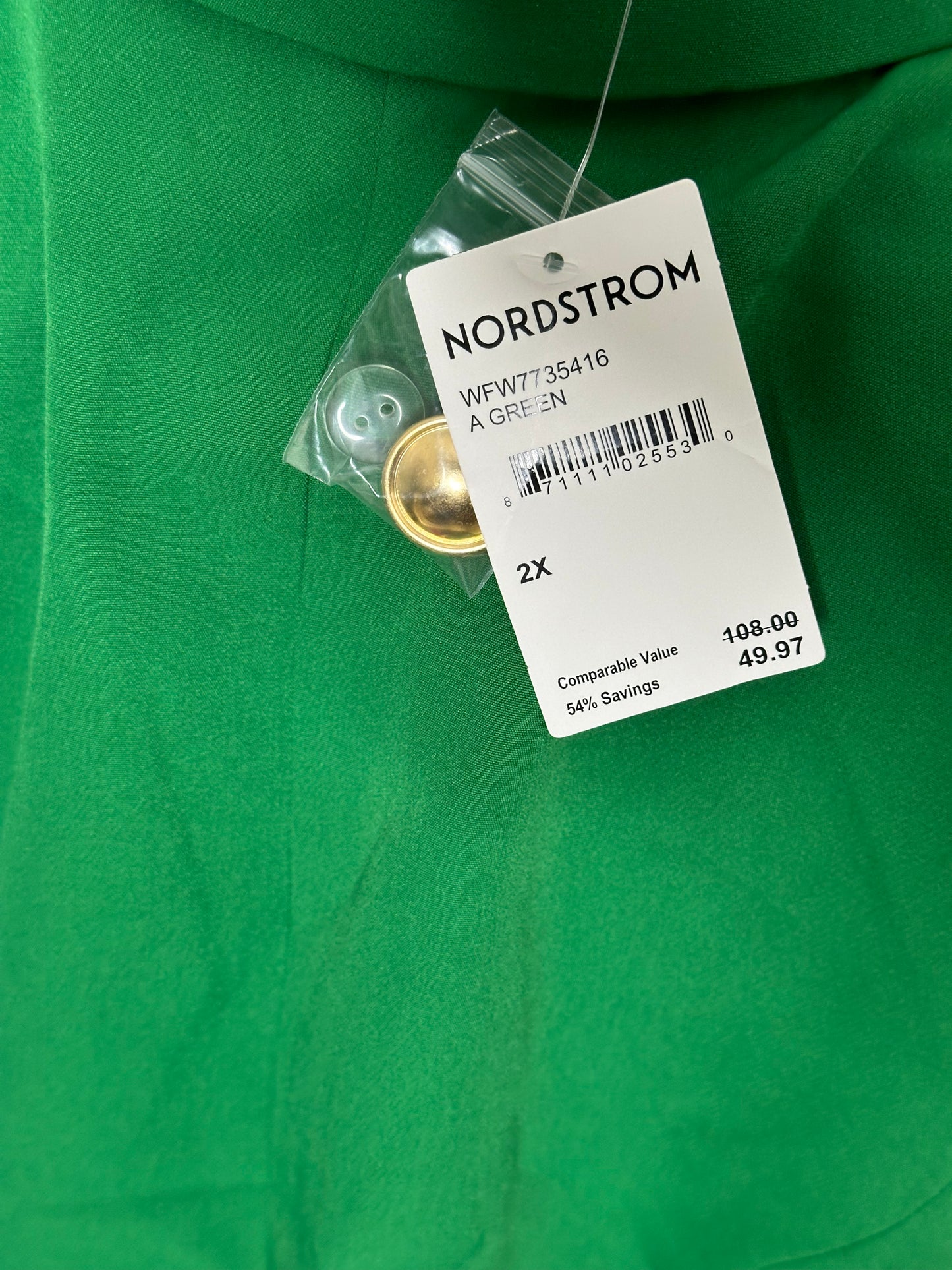 NWT By Design Apple Green Double Breast Blazer w/ Gold buttons Sz 2X