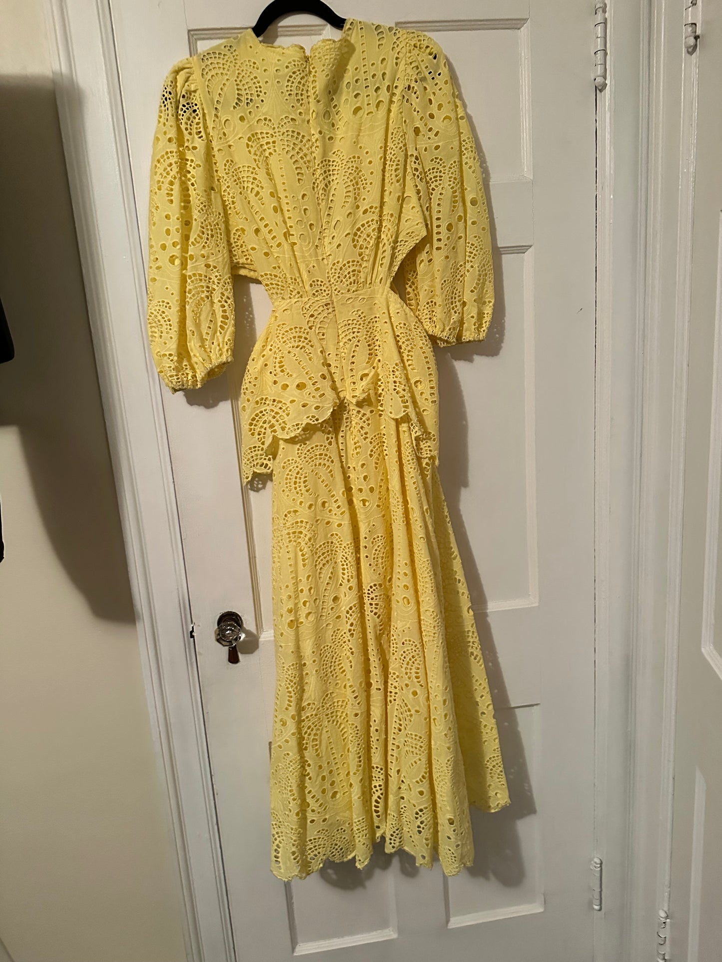Farm Rio Sunshine Yellow Eyelet Cutout Dress Sz L