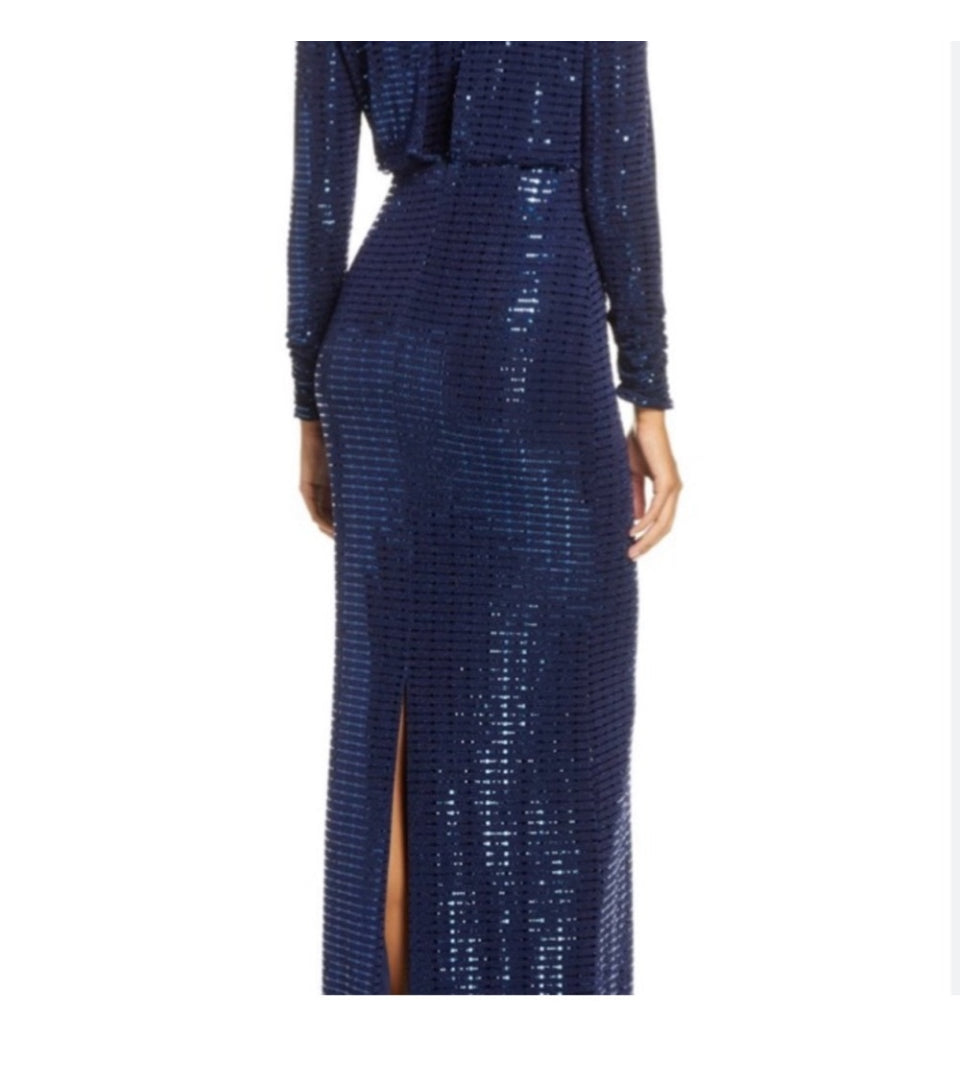 Vince Camuto Royal Blue Sequins Full Length Evening Dress sz 16W