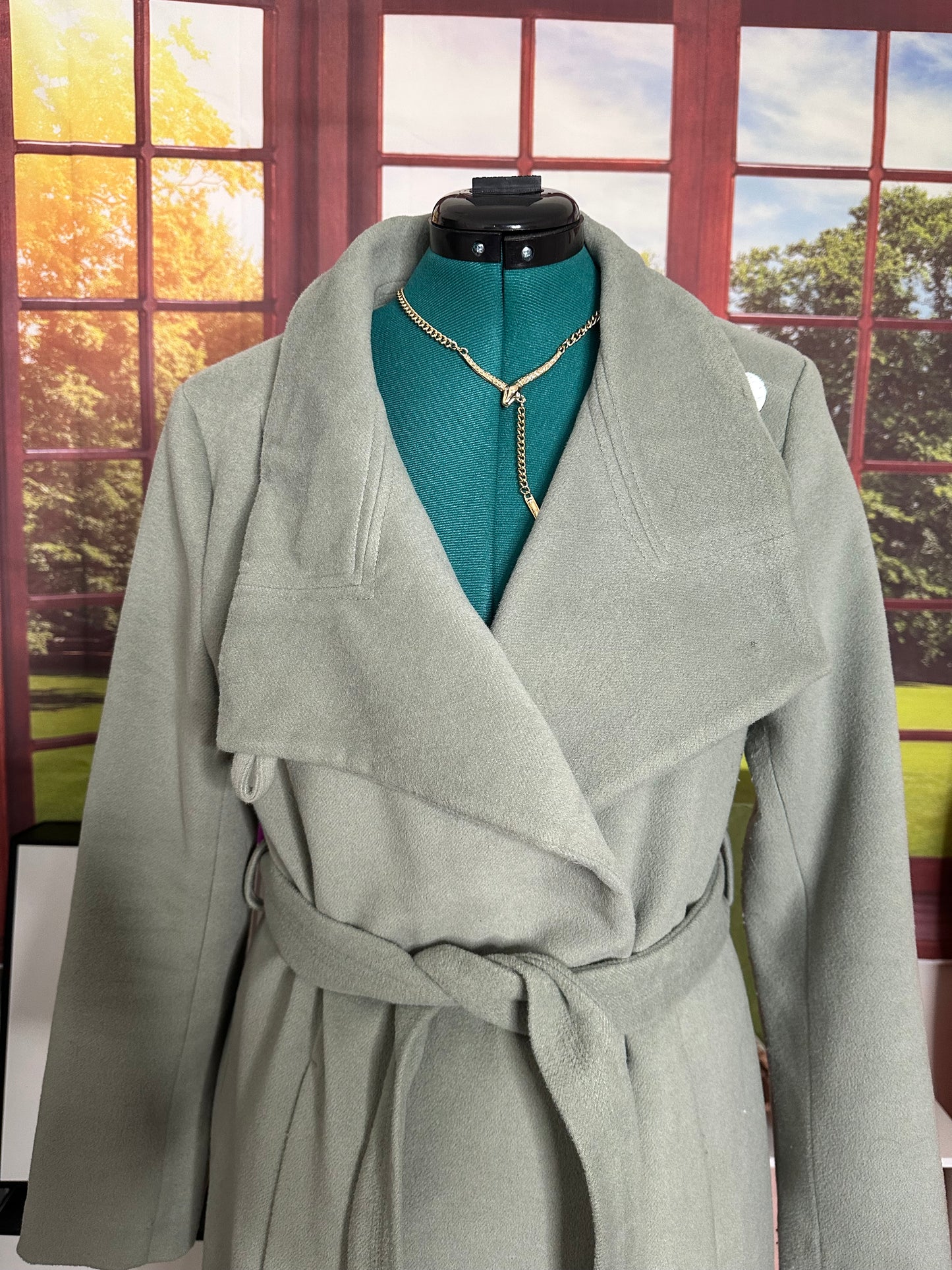Kenneth Cole Soft Green coat with belt sz 14