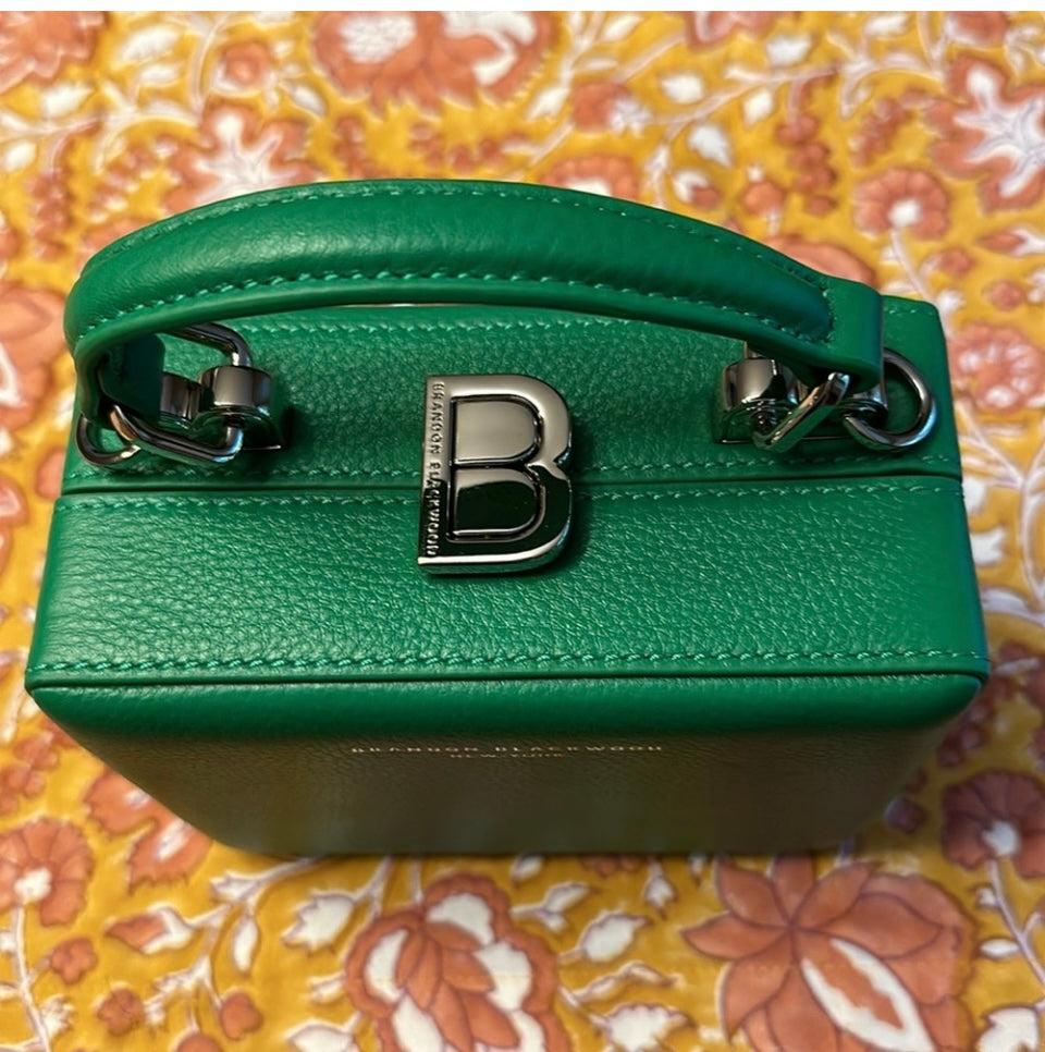 Brandon Blackwood Apple Green Leather Trunk With Silver Hardware. Worn once!