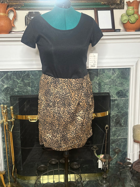 NWT Robbie Lee animal print faux wrap dress sz 12