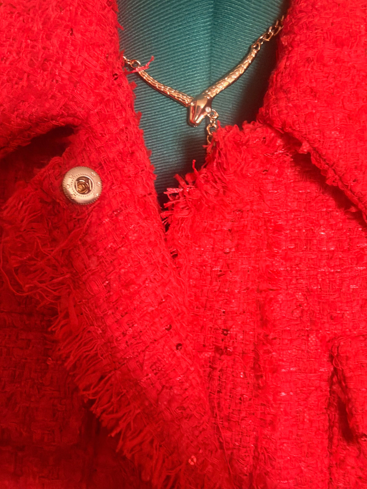 Saks Fifth Avenue Red Tweed Blazer sz L NWT