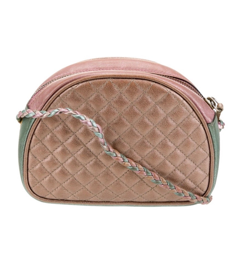 Gucci Leather Quilted Pink and Green Crossbody