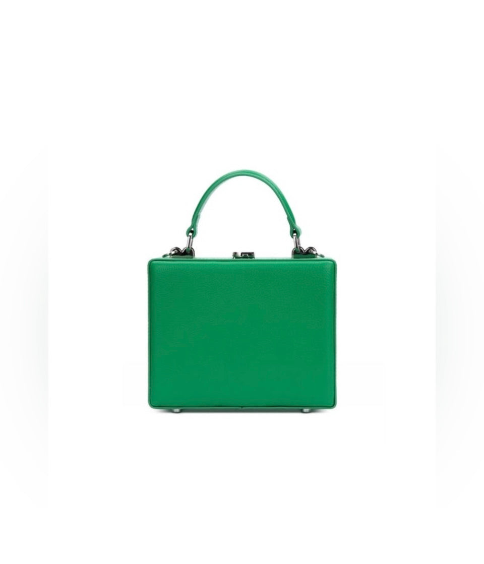 Brandon Blackwood Apple Green Leather Trunk With Silver Hardware. Worn once!