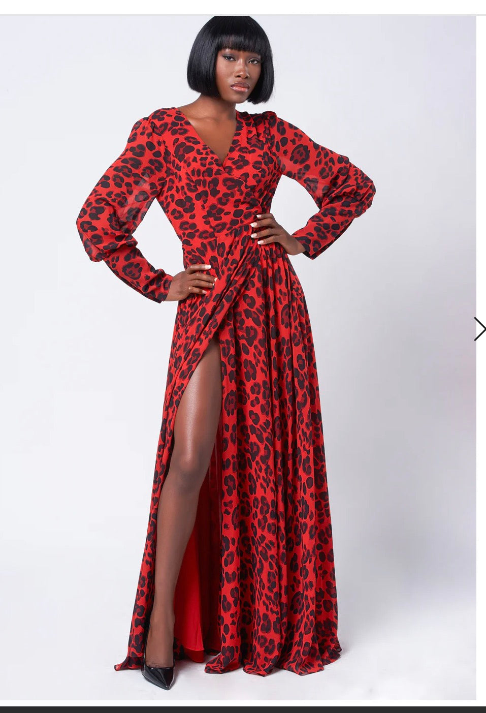 Lilly’s Kloset Red Leopard wrap Maxi Dress Sz M