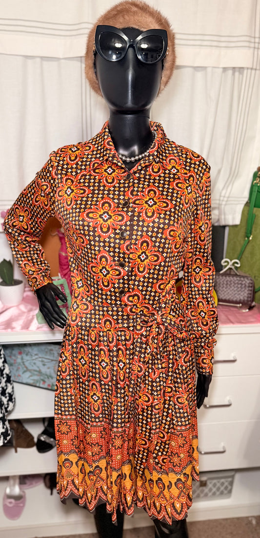 Peck & Peck brown and gold dress Sz 10