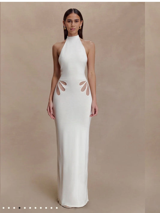 Meshki Brok White Halter dress SzM