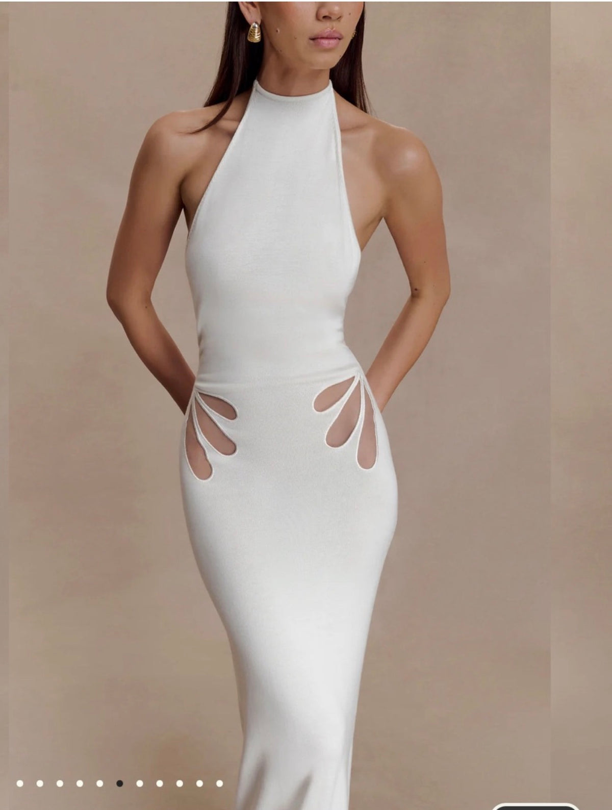 Meshki Brok White Halter dress SzM