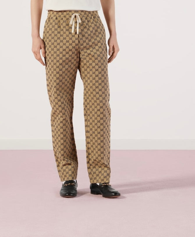 GG Canvas Pants with leather interlocking G Sz 44