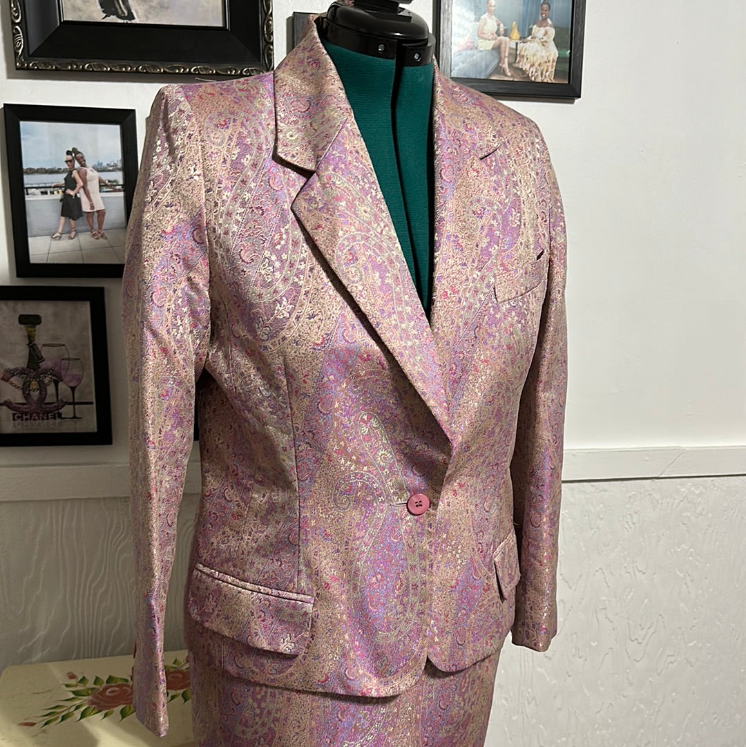 Via Cordotti MULTI COLR VINTAGE SKIRT SUIT SZ M