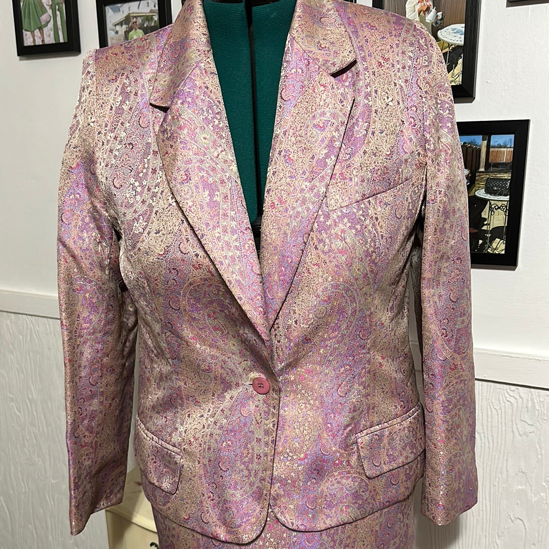 Via Cordotti MULTI COLR VINTAGE SKIRT SUIT SZ M