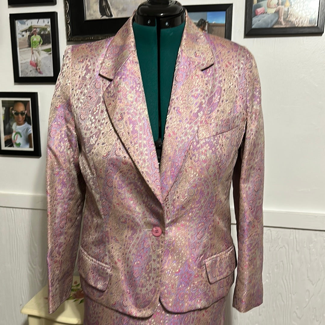 Via Cordotti MULTI COLR VINTAGE SKIRT SUIT SZ M