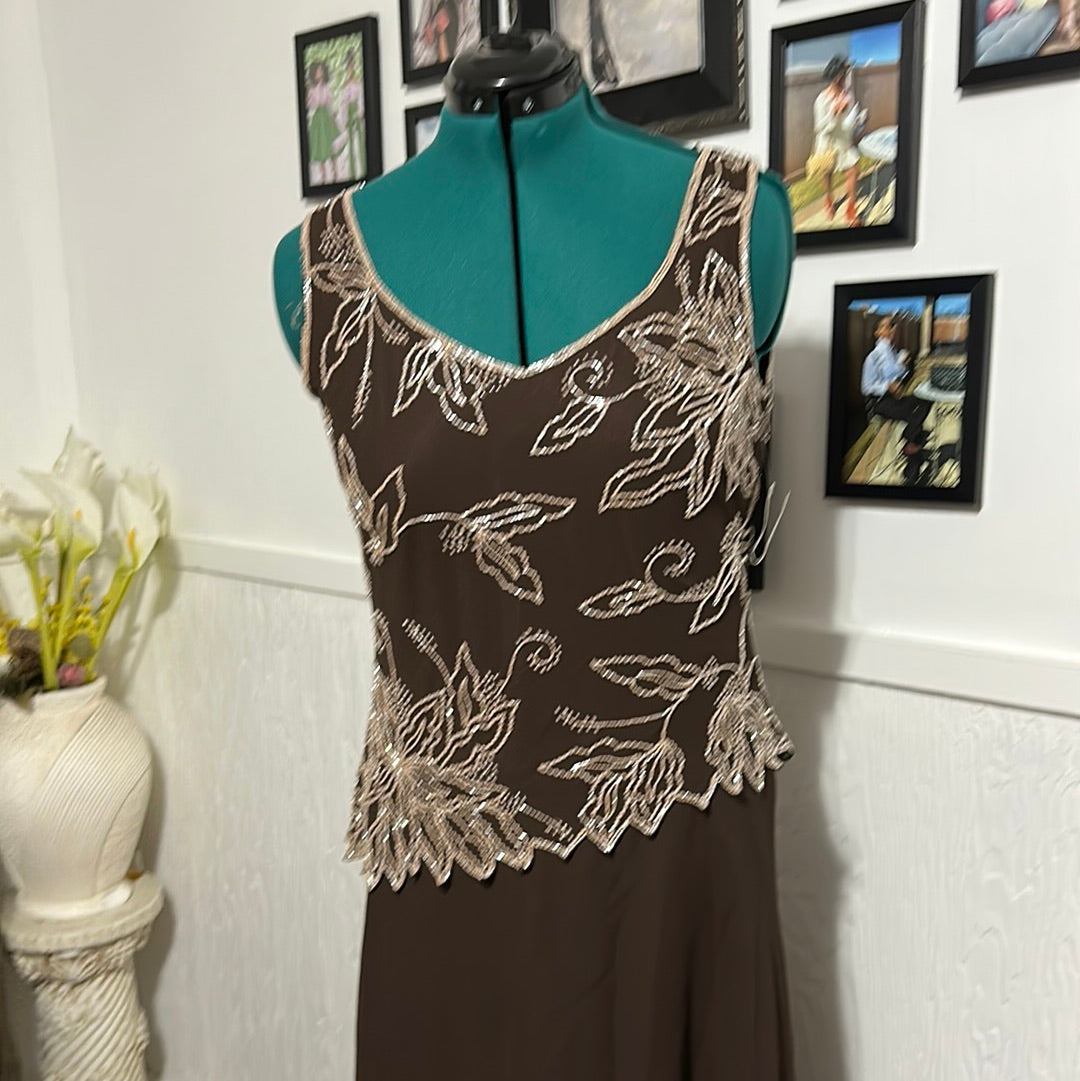 Jkara brown NWT sequins Evening dress Sz 10