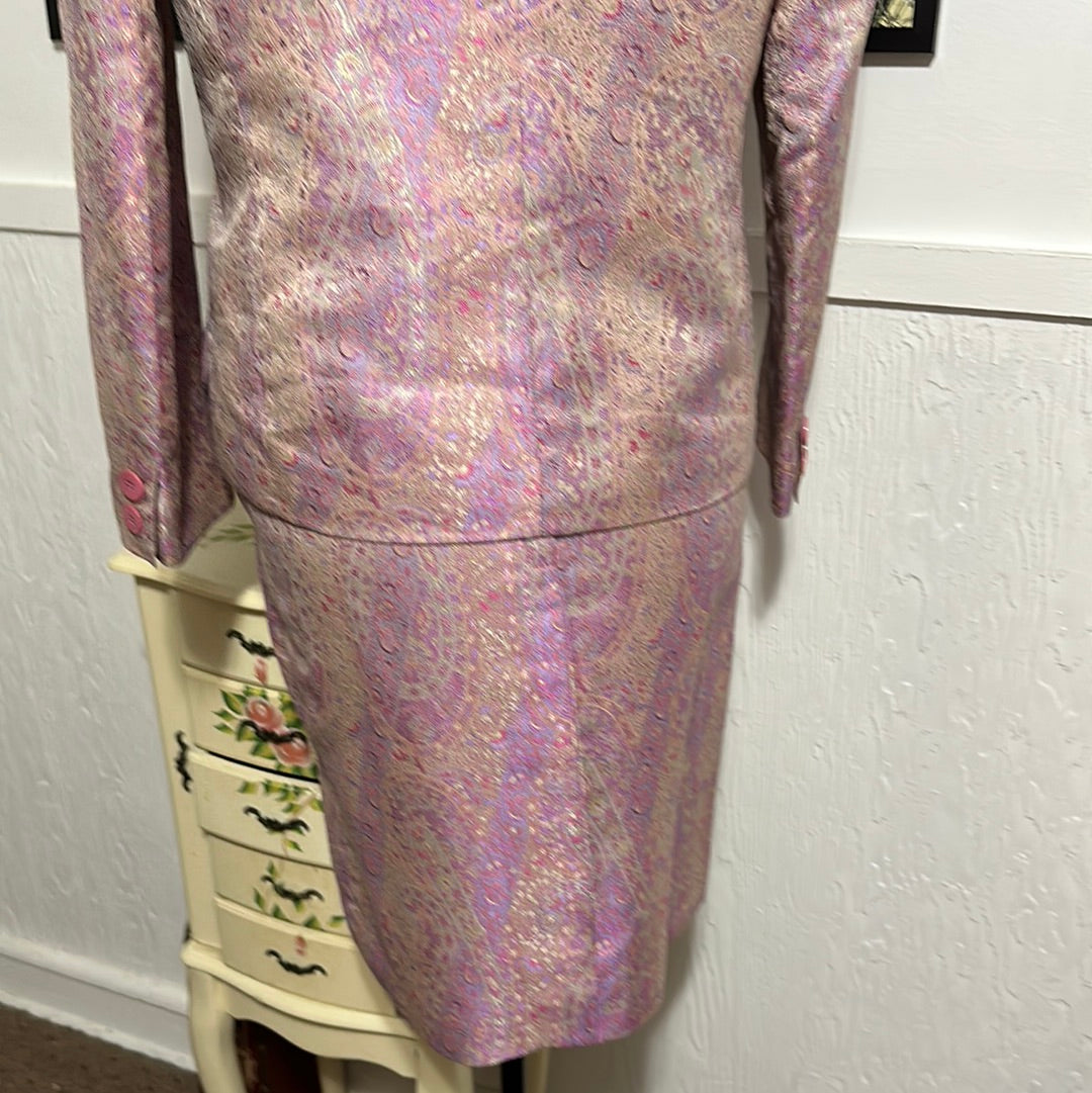 Via Cordotti MULTI COLR VINTAGE SKIRT SUIT SZ M