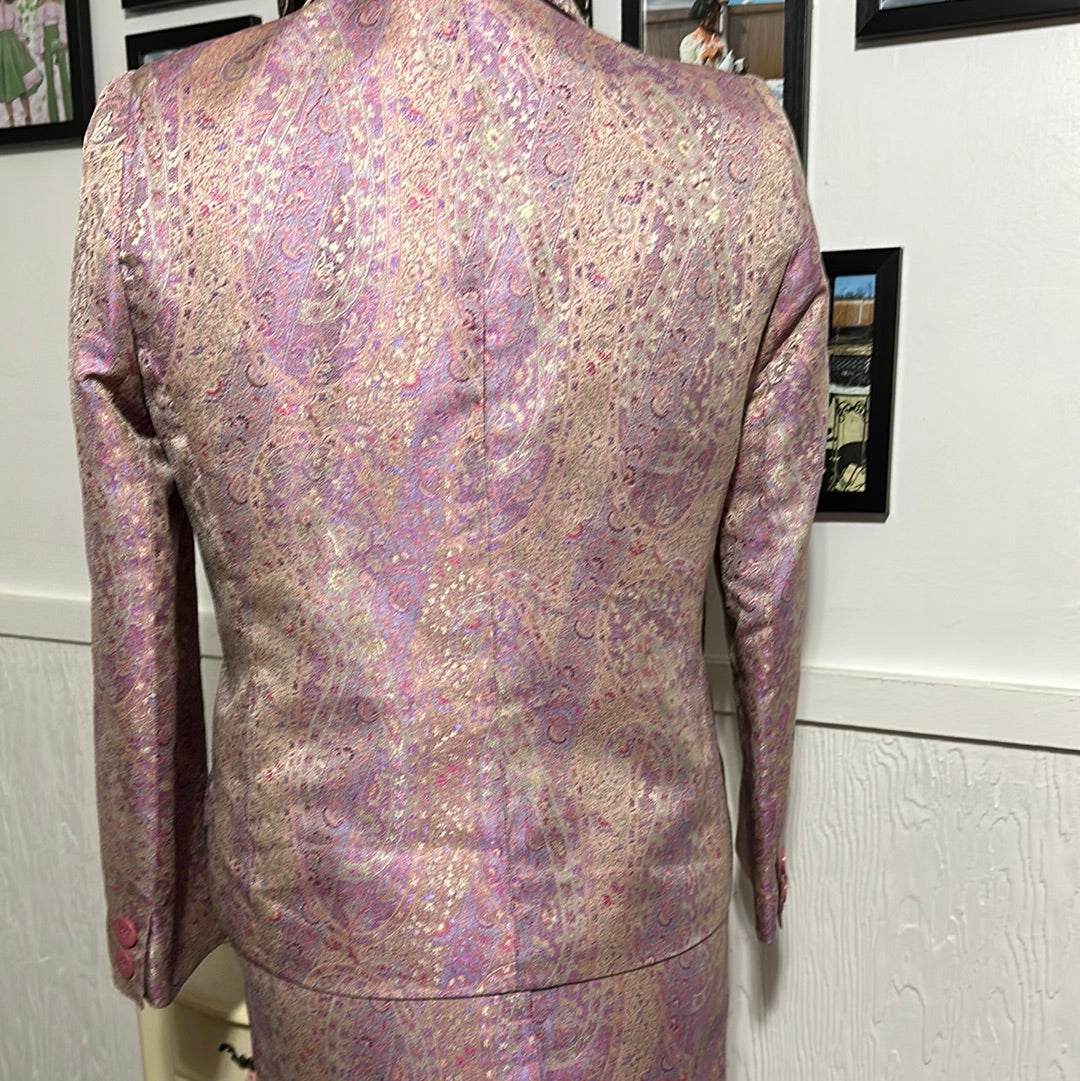 Via Cordotti MULTI COLR VINTAGE SKIRT SUIT SZ M