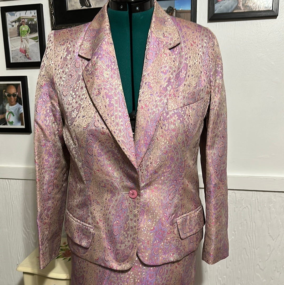 Via Cordotti MULTI COLR VINTAGE SKIRT SUIT SZ M