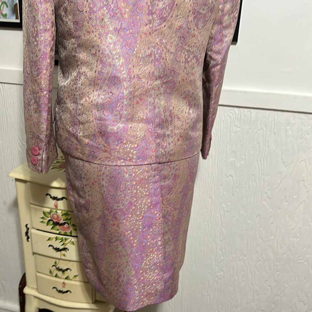 Via Cordotti MULTI COLR VINTAGE SKIRT SUIT SZ M