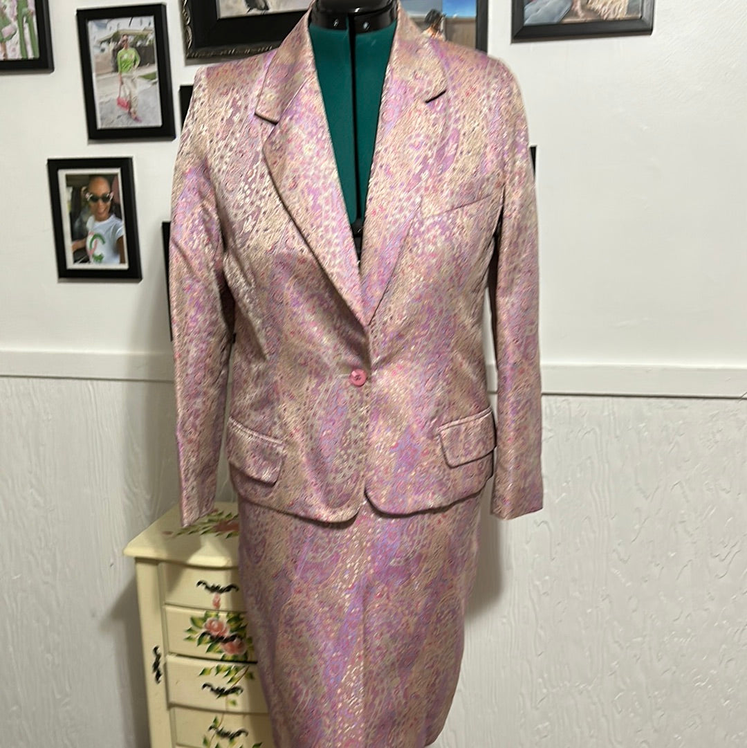 Via Cordotti MULTI COLR VINTAGE SKIRT SUIT SZ M