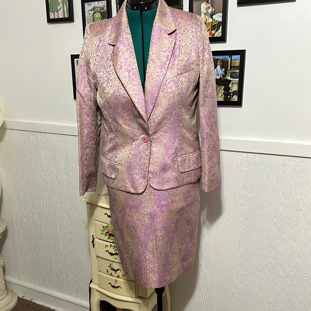 Via Cordotti MULTI COLR VINTAGE SKIRT SUIT SZ M