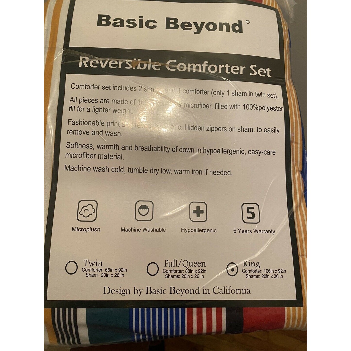BASIC BEYOND REVERSIBLE COMFORTER SET- KING