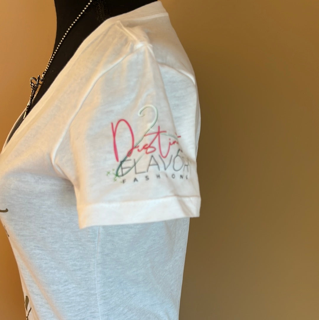 Distinct And Classy V Neck Wht  T