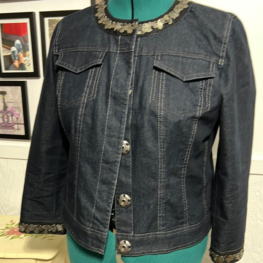 3.30 Focus 2000 Jean jacket w/adornments Sz 10