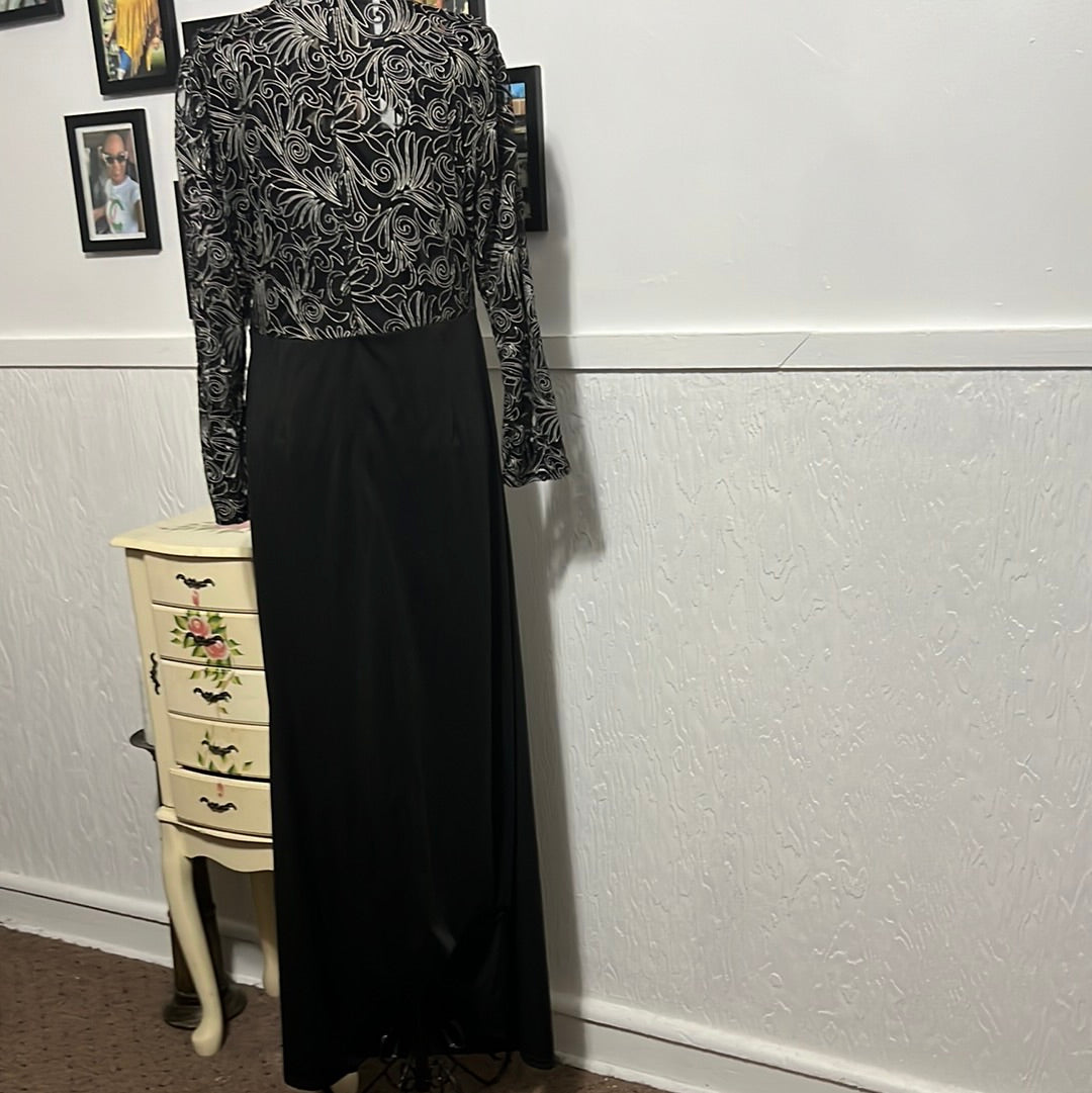 11.15 NO LABEL BLACK MAXI DRESS W LACE WHT/BLK TOP SZS