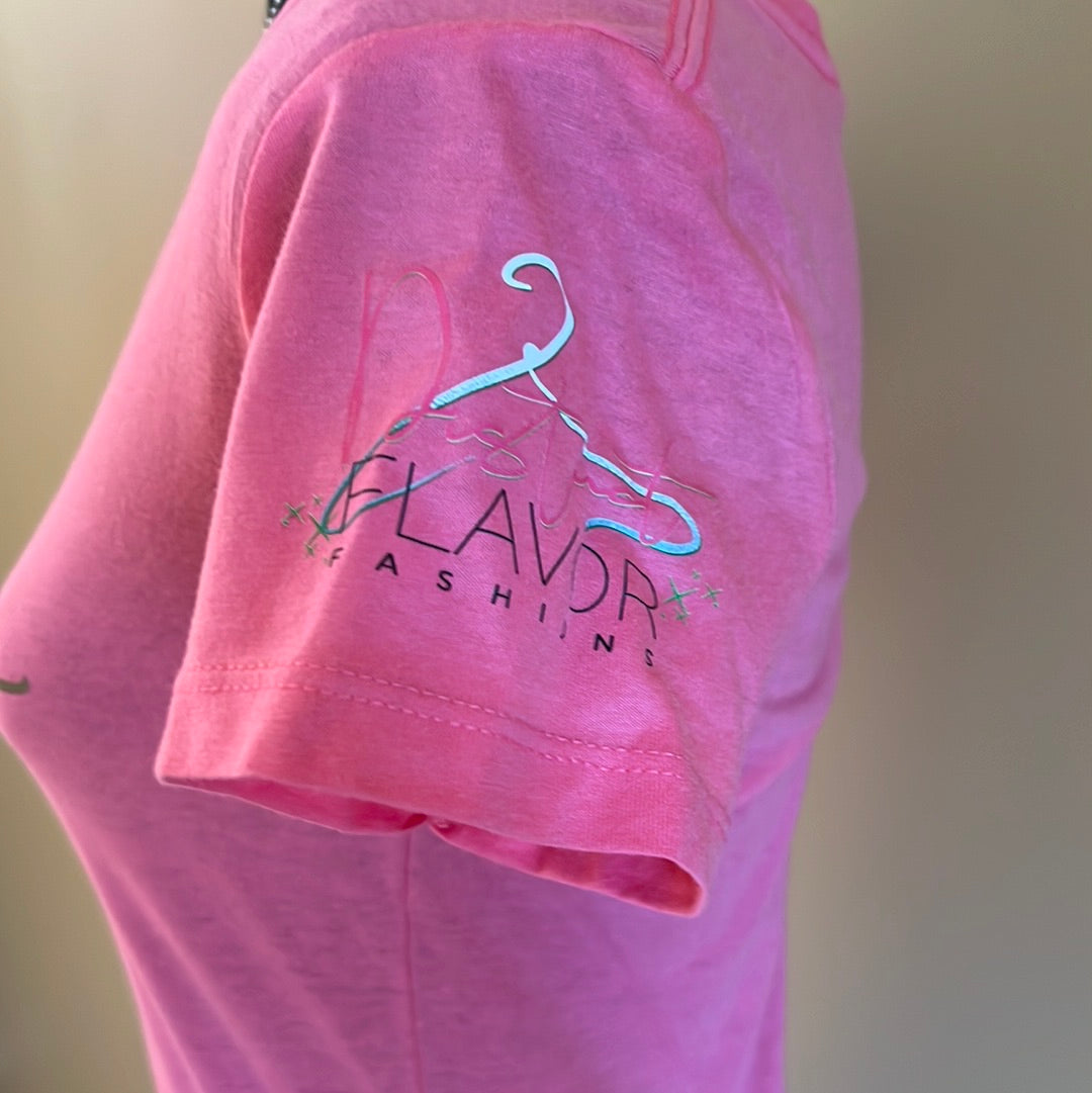 Distinct And Classy V Neck Pink  T