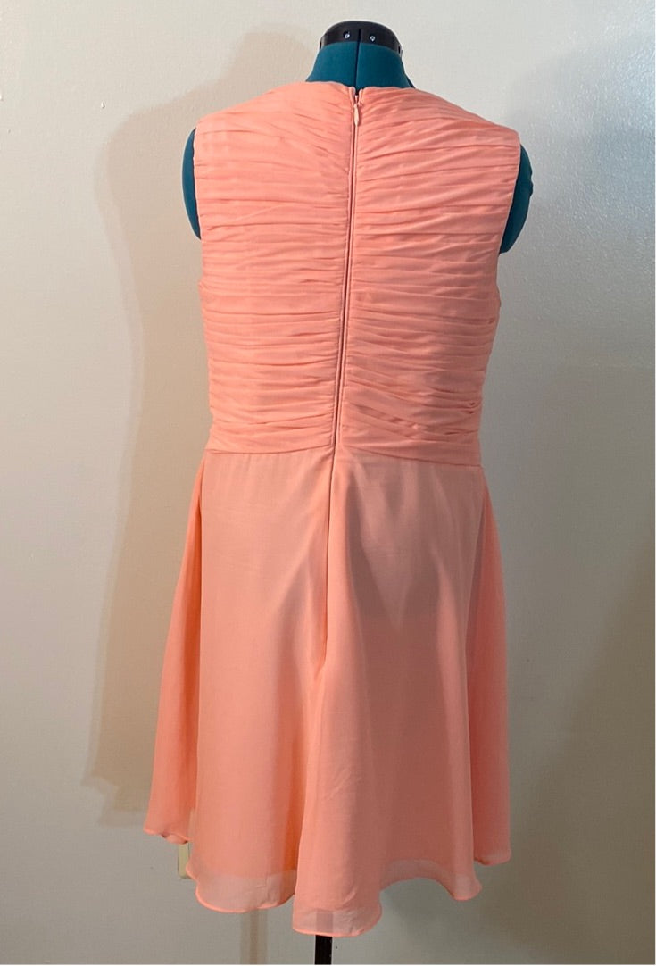 911 AZAZIE PEACH CHIFFON EVENING COCKTAIL DRESS SZ 14