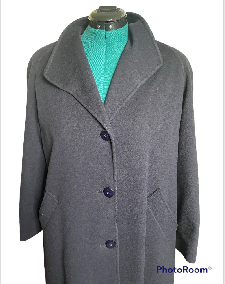 NAVY FULL LENGTH COAT SZ XL *HOLE IN POCKET