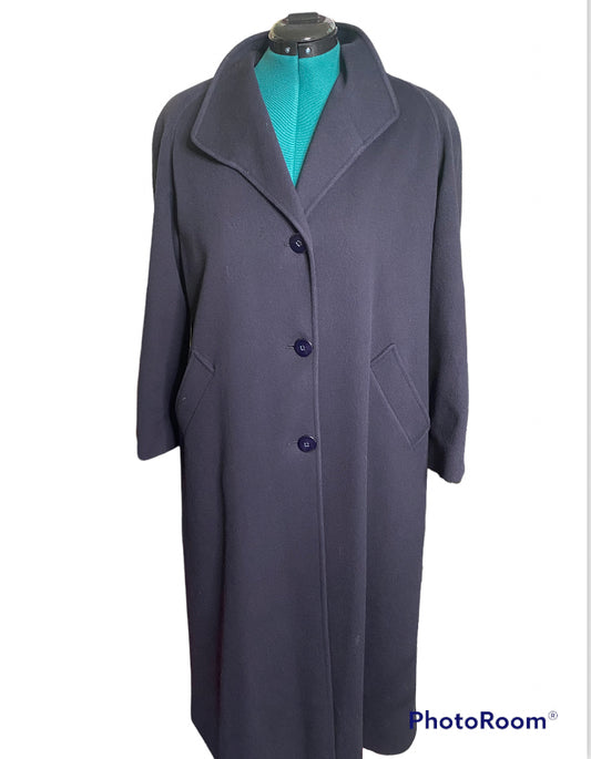NAVY FULL LENGTH COAT SZ XL *HOLE IN POCKET