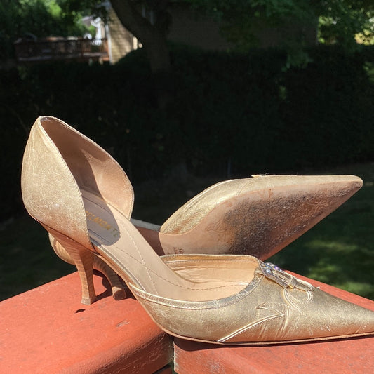 LUCADELMONTE GOLD LEATHER SHOES FROM ITALY SZ 40