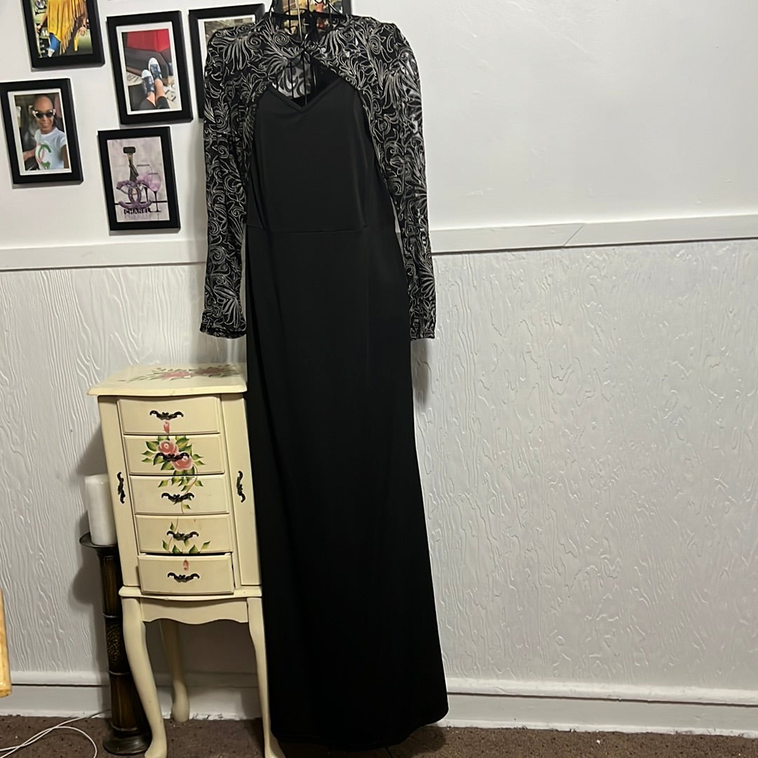 11.15 NO LABEL BLACK MAXI DRESS W LACE WHT/BLK TOP SZS