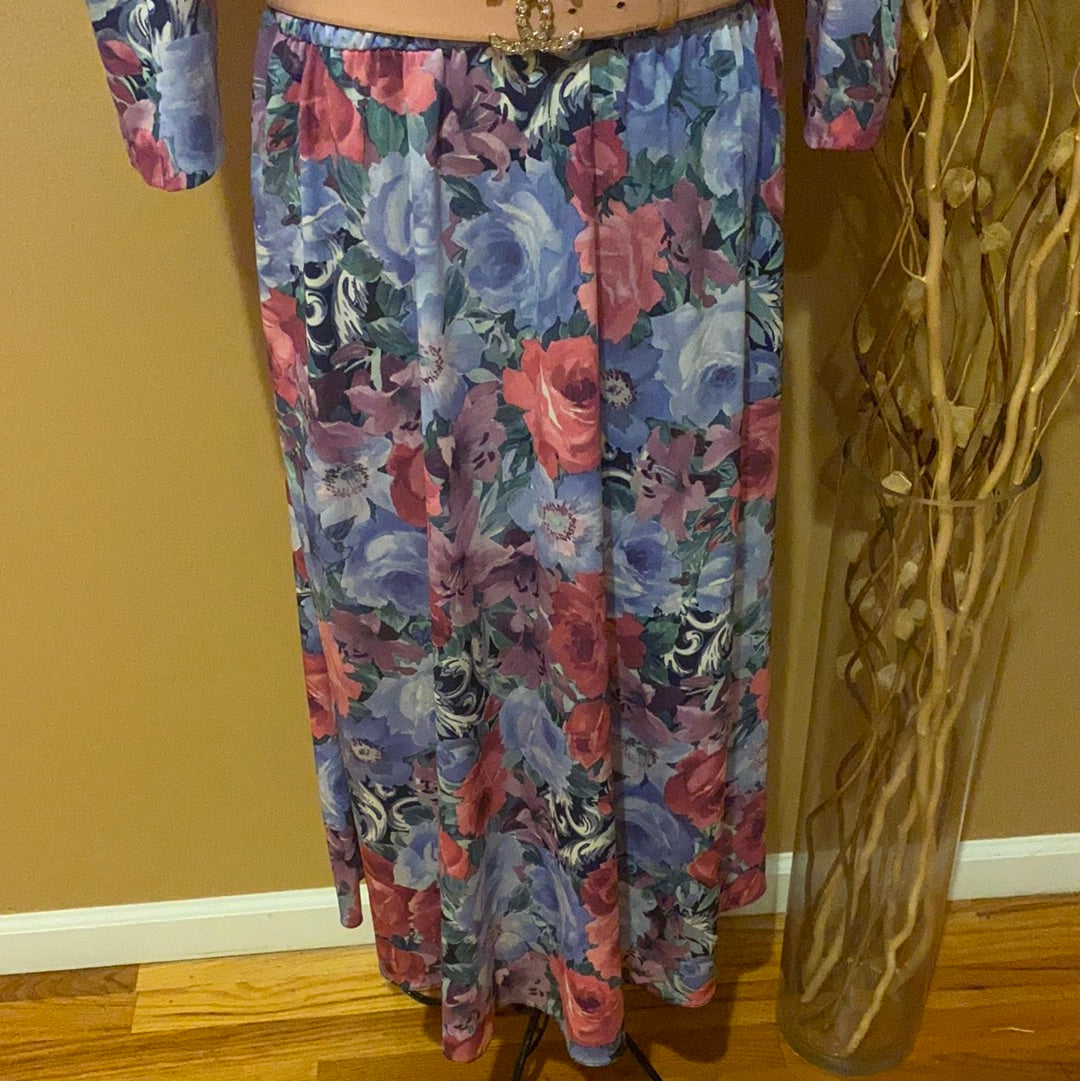 Jenny sky Blue floral vintage dress Sz 14