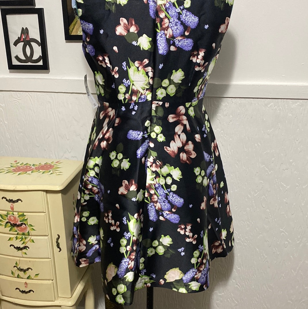 JM Studio Black Multi Color floral  Dress Sz10 NWT