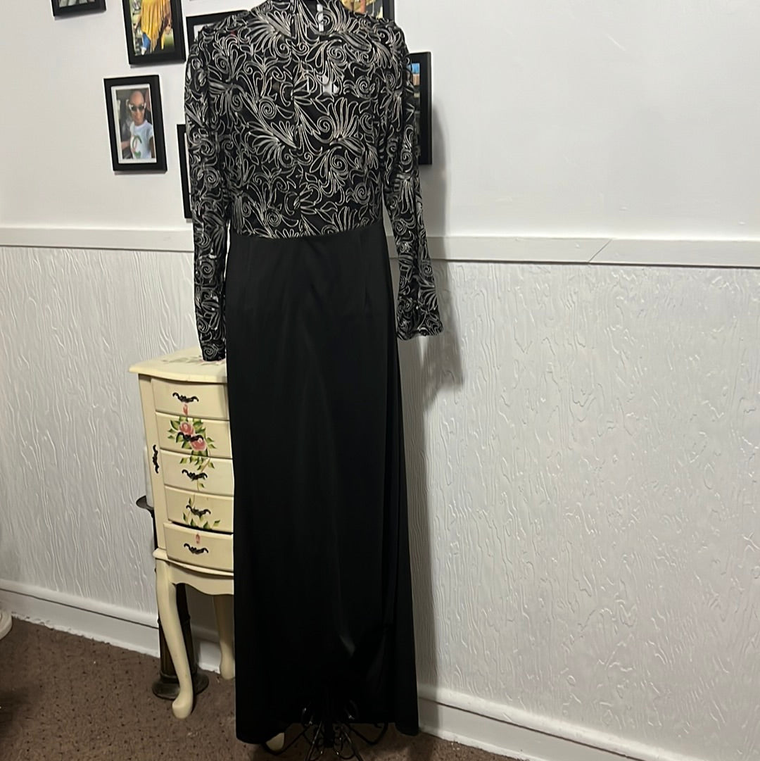 11.15 NO LABEL BLACK MAXI DRESS W LACE WHT/BLK TOP SZS