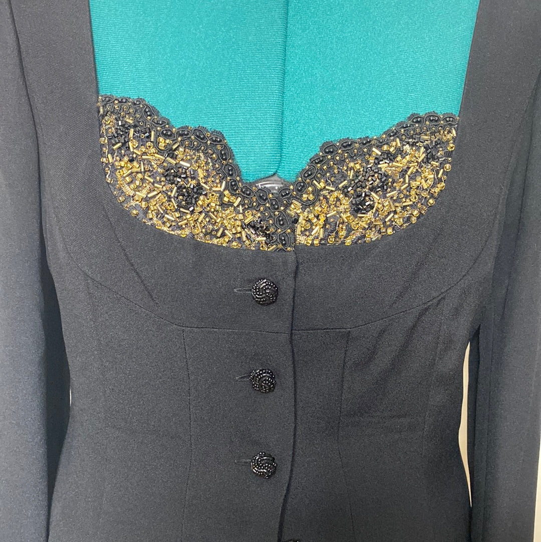 1113 LIZ CLAIBORNE BLACK EVENING JACKET SZ 14